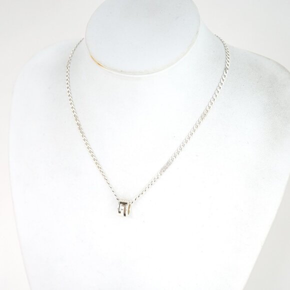 GUCCI Cut Out G Ring Charm Necklace 18" Silver 925 Auth w/Box #7211 - Picture 1 of 7